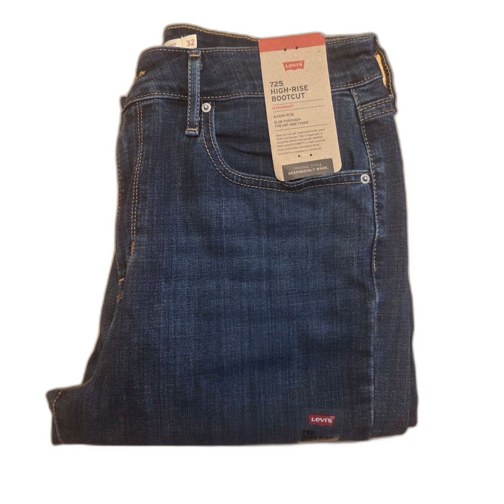 NWT Womens Levis 725 High Rise Boot Cut 32x32 Dark Wash Denim Jeans